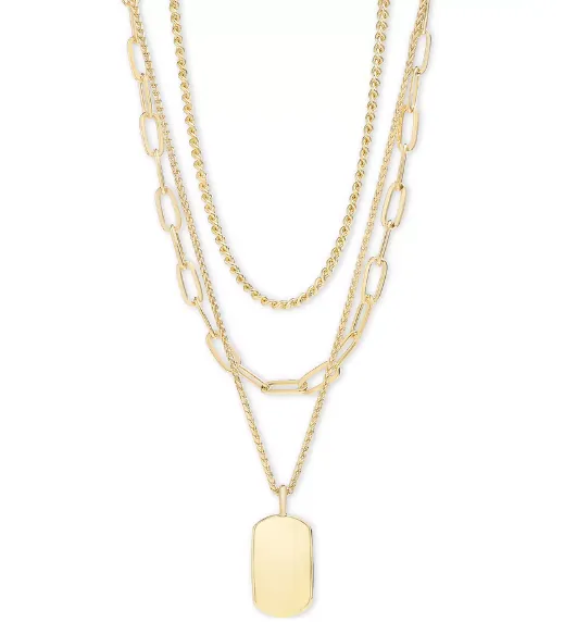 3 Row Chain Pendant Necklace